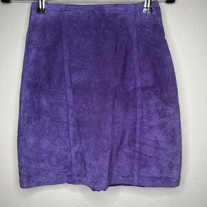 Copper Key Juniors Purple Suede 100% Leather Skirt Size 5